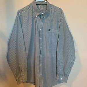 Men’s White/Dark Green Pattered shirt by Cinch Large